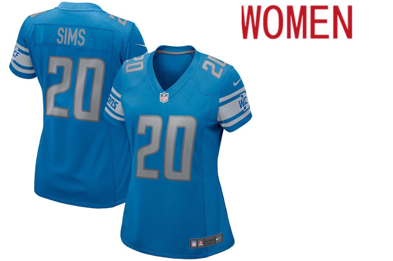 Women Detroit Lions #20 Billy Sims Nike Blue Game Retired Player NFL Jersey->women nfl jersey->Women Jersey